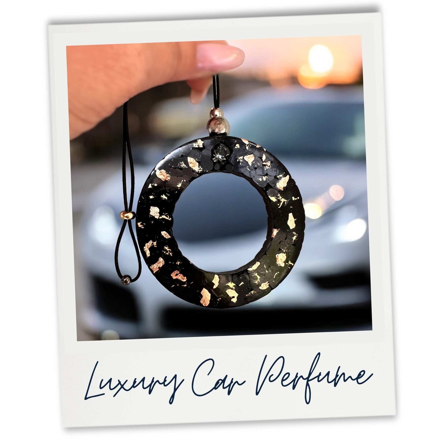 Black luxury car perfume. The fragrance Halo by Hunter and Walker