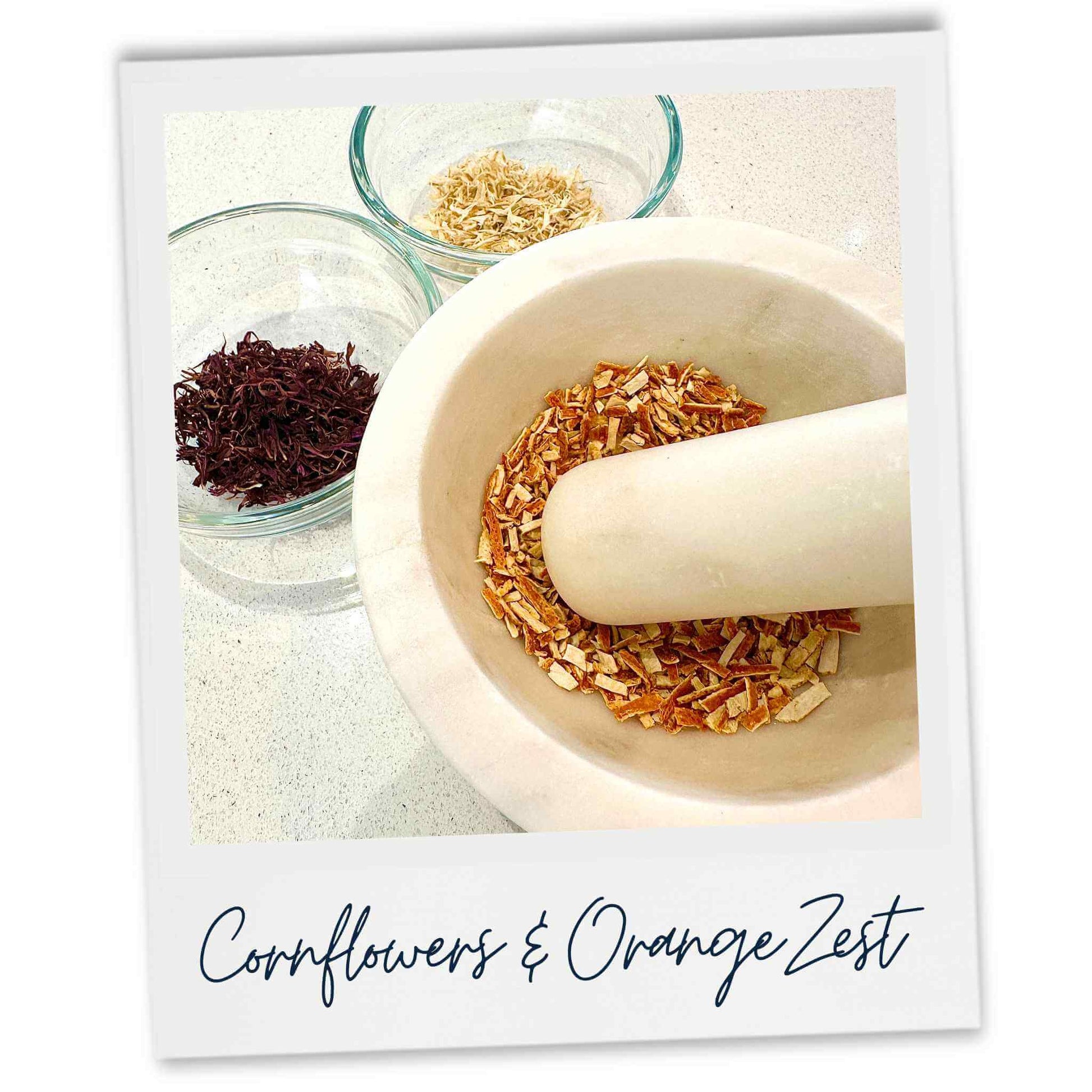Cornflower botanicals and orange zest