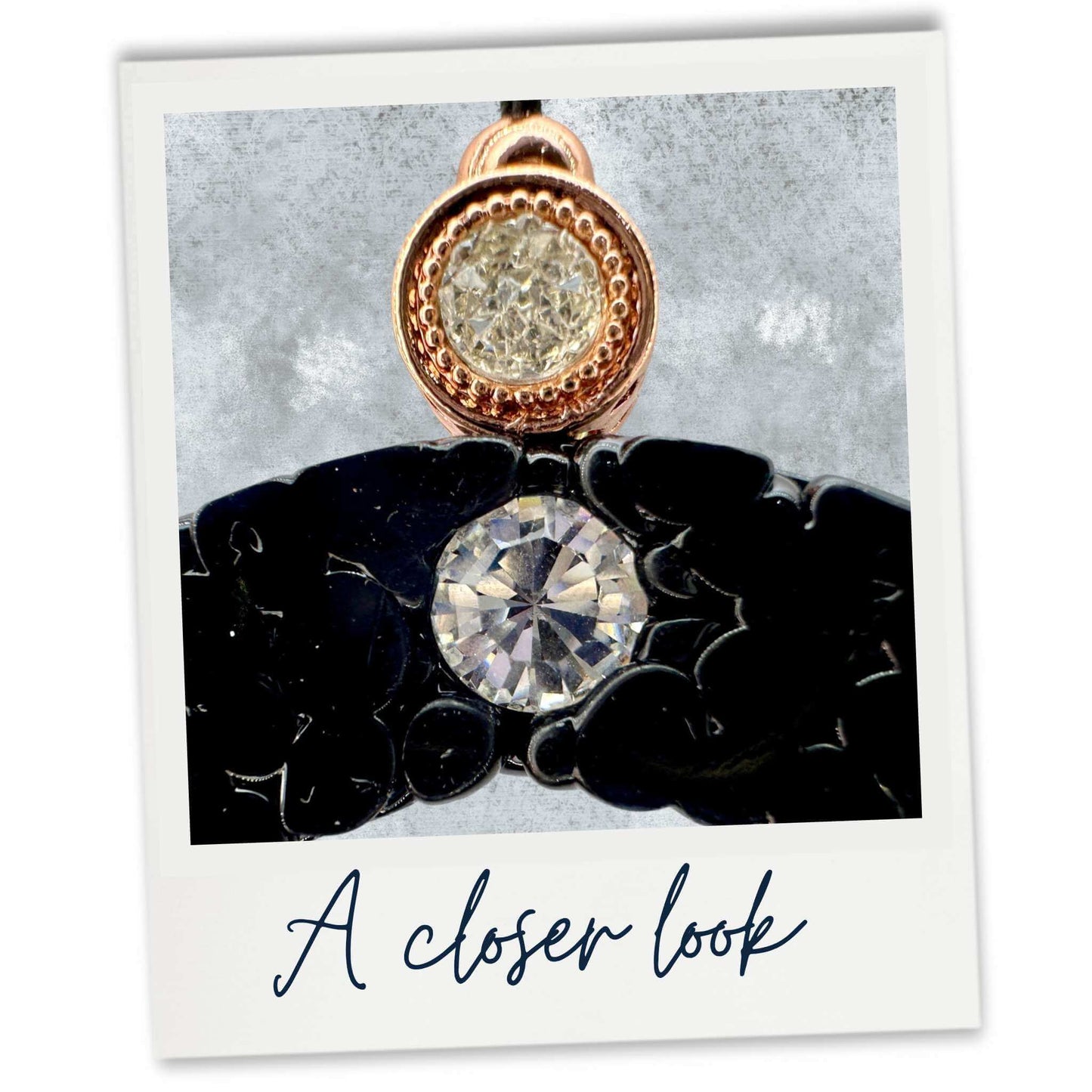 A closer look Black car air freshener with Rose Gold bead