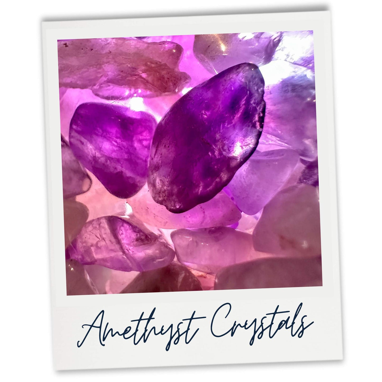 Amethyst crystal chips used in our Anxiety cleanse wax melt samples