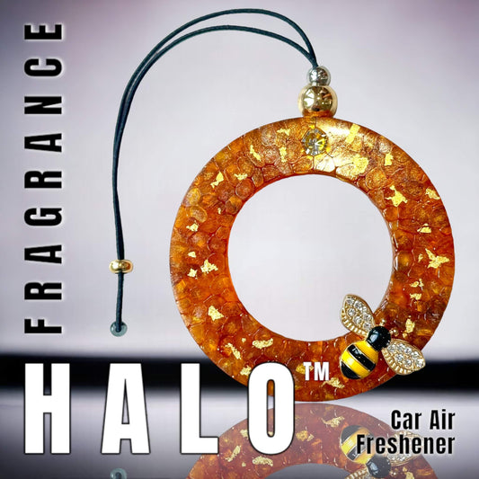 Honeycomb inspired bee car air freshener. Pear and Freesia scent