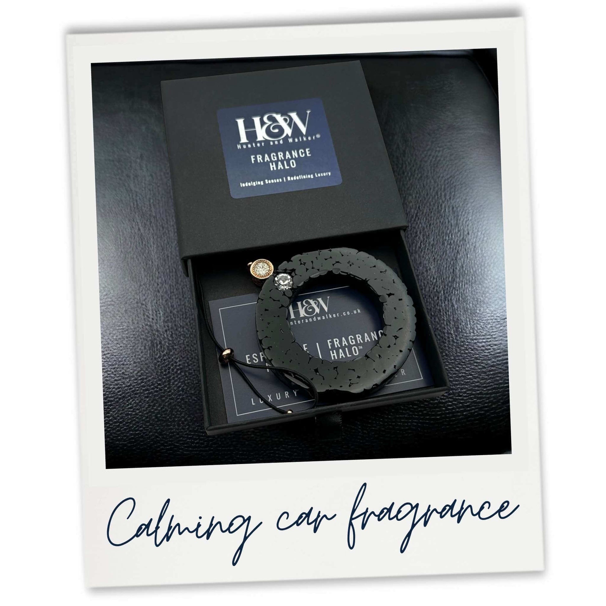 Calming air freshener in product box polaroid photo