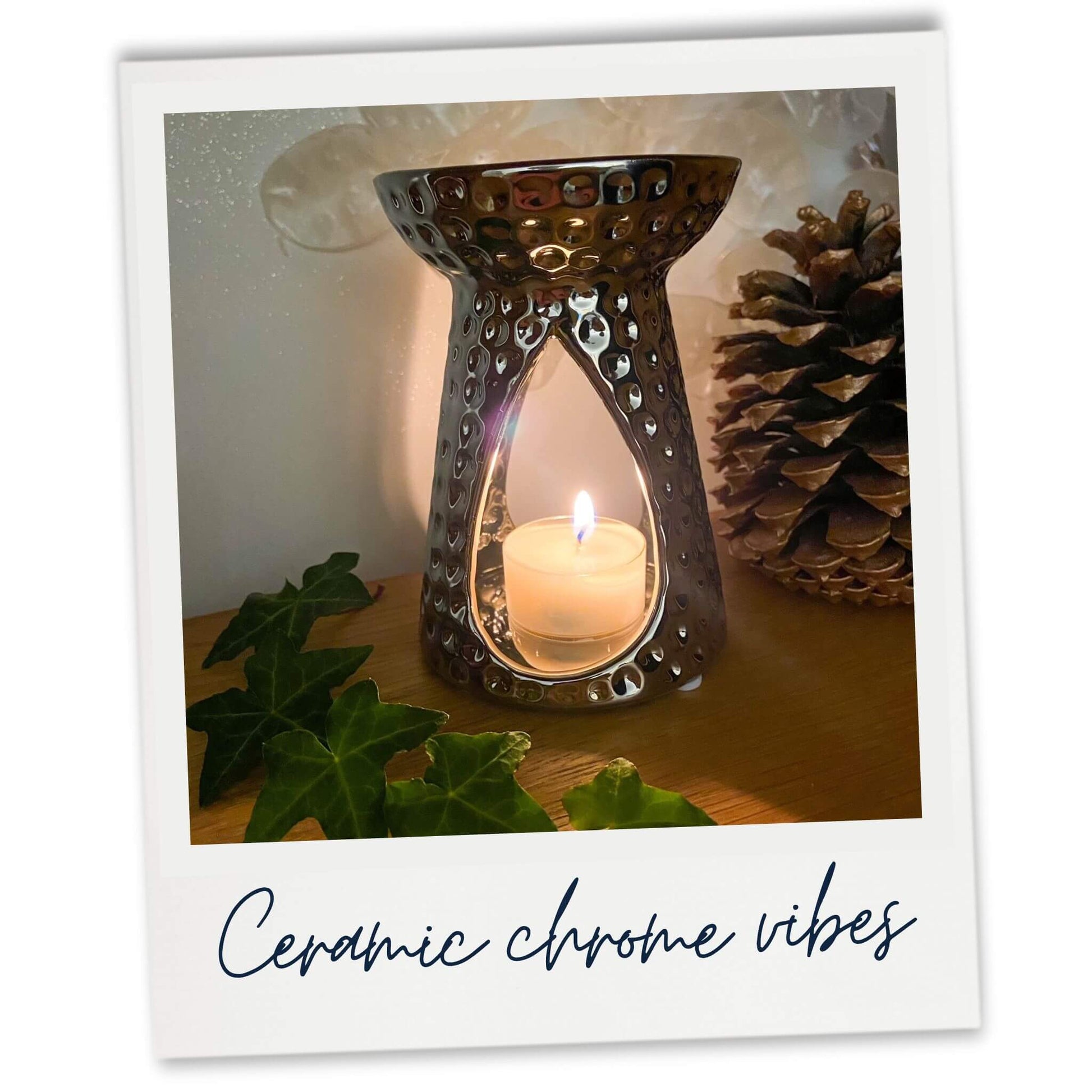 Chrome effect wax burner lifestyle image
