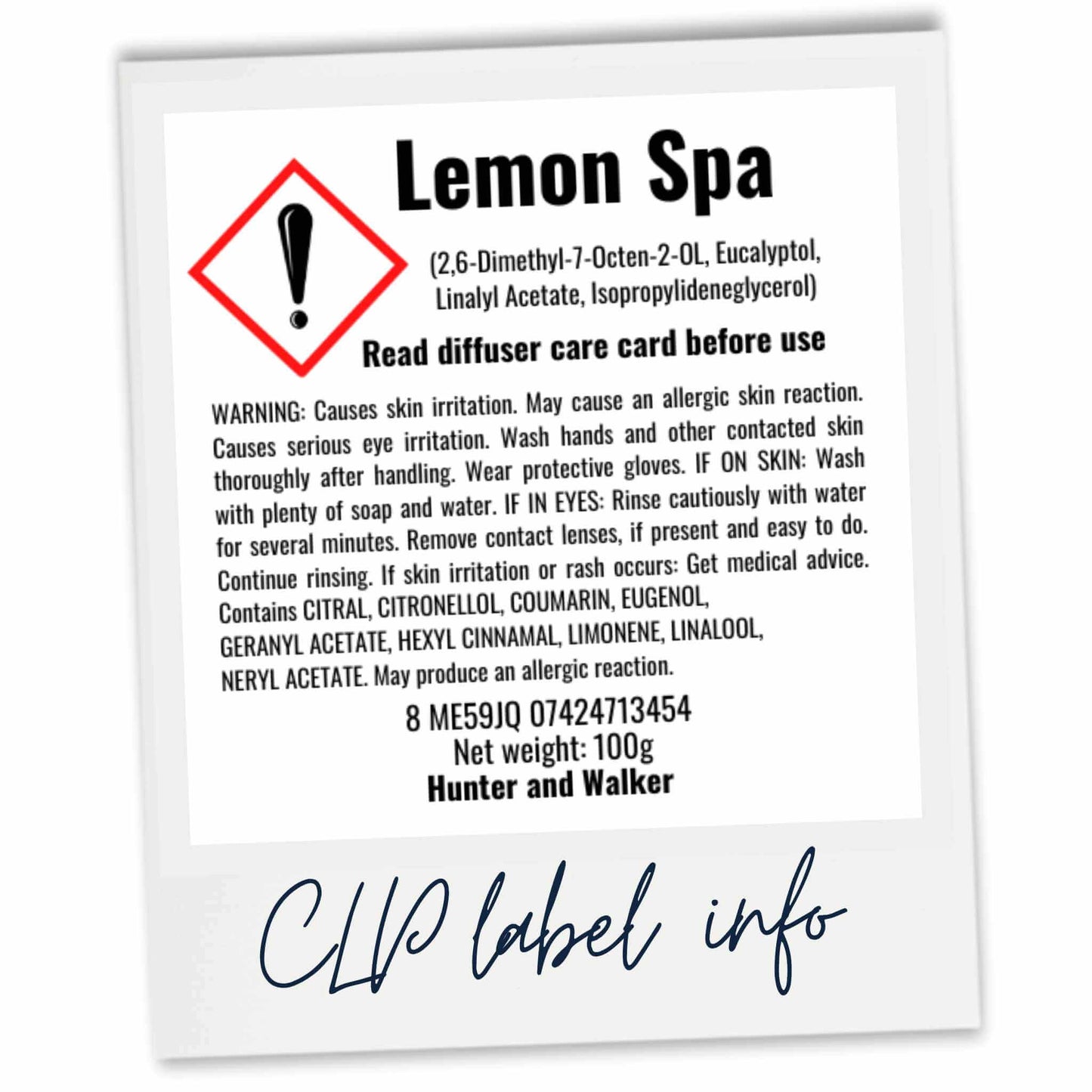 Lemon Spa product label with care instructions and ingredients on a white background