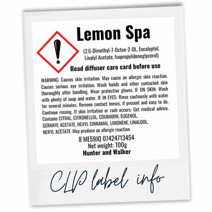 Lemon Spa product label with care instructions and ingredients on a white background