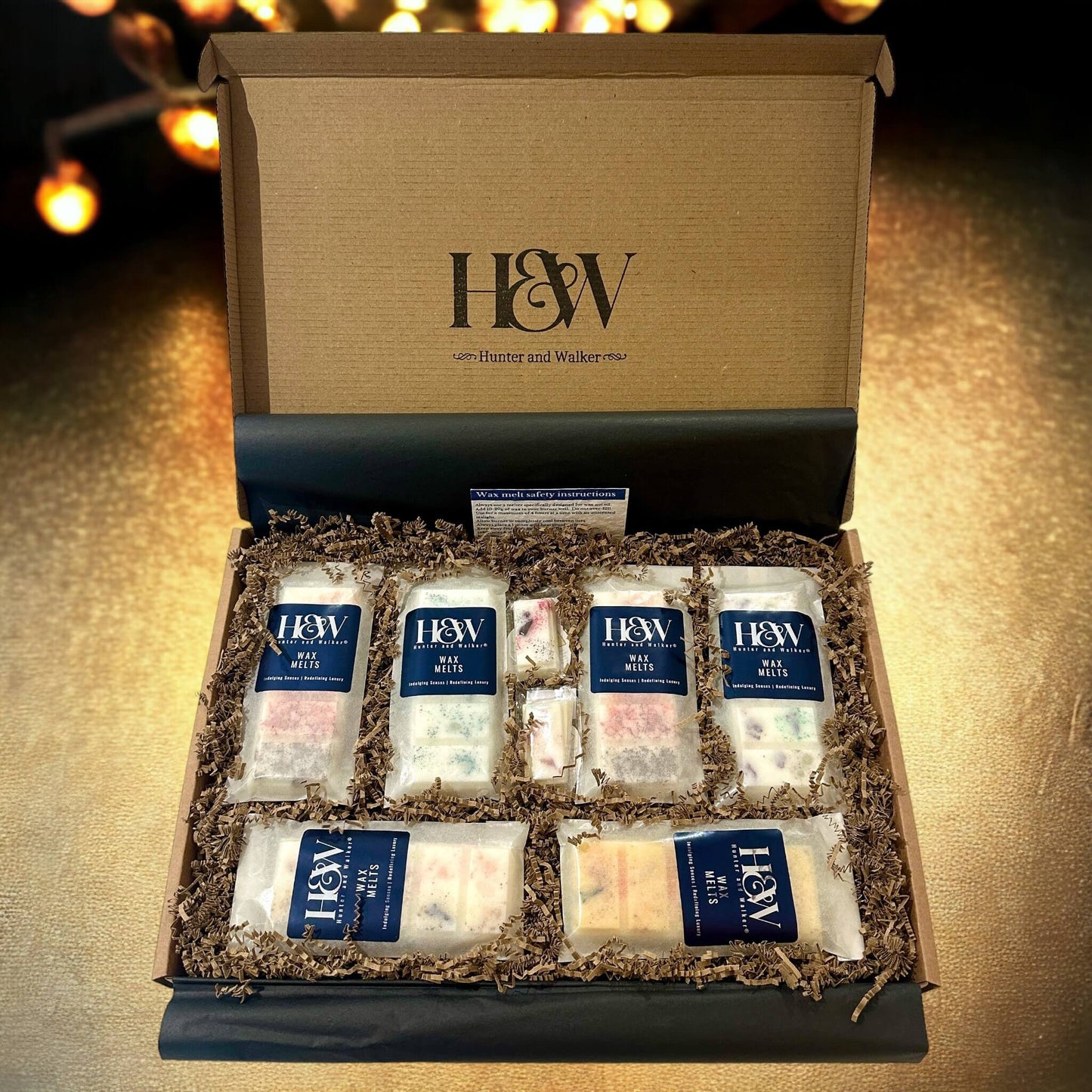 Wax melt snap bar packaging box open showing the products inside