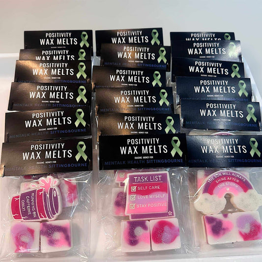 Mentalk Health Wax Melts in pink, white and purple