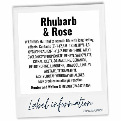 Rhubarb and Rose wax melt product CLP safety information