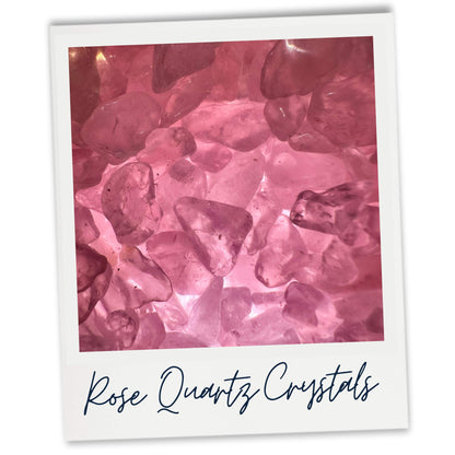 Rose quartz crystal chips used in our Anxiety cleanse wax melt samples