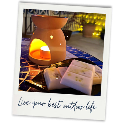 Outdoor living this summer with our graden wax warmer and citronella wax melts