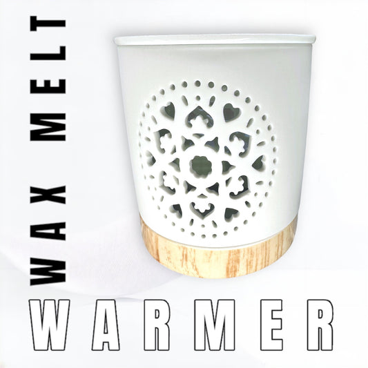 White and wood effect wax warmer